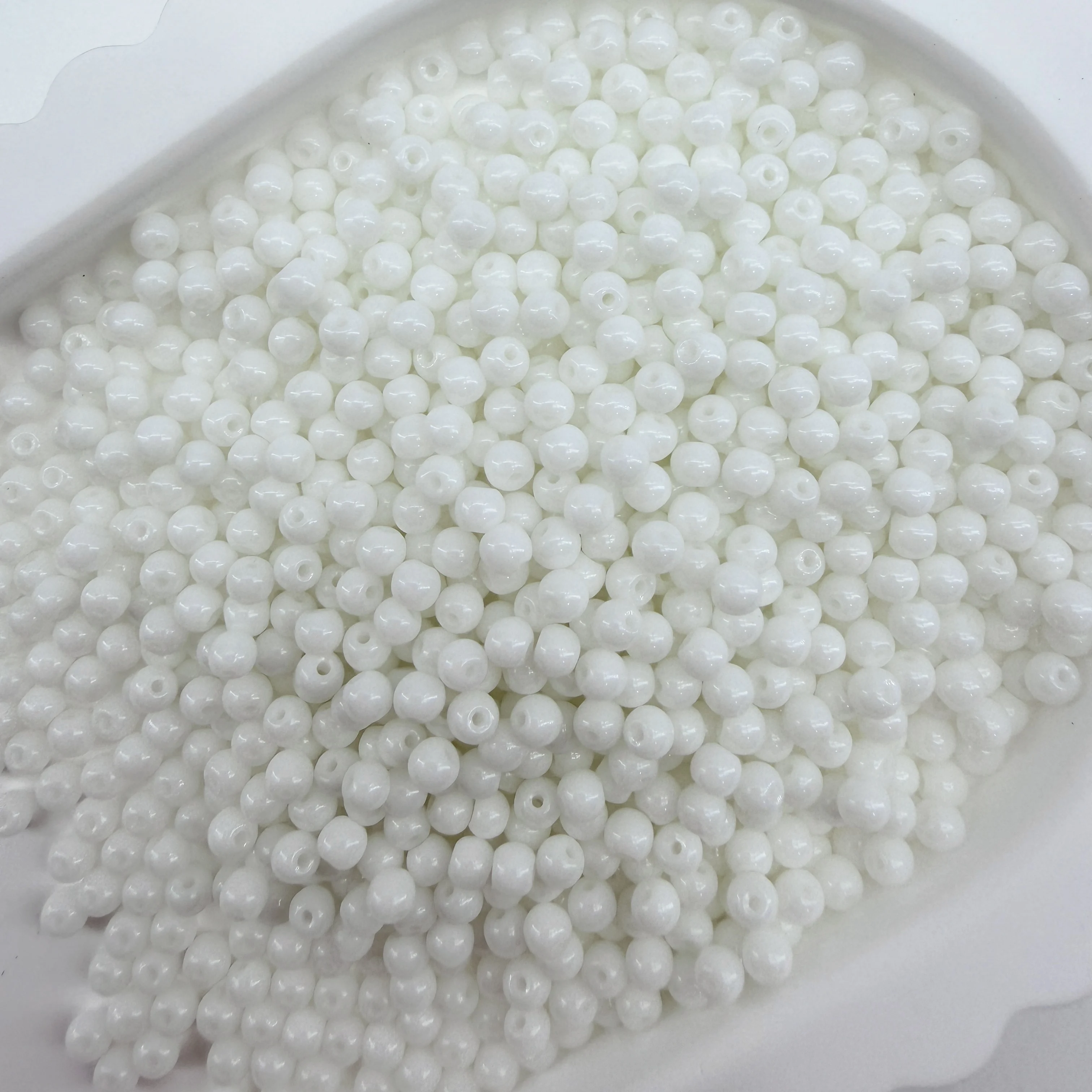 

300-2400pcs 3mm Porcelain White Round Glass Loose Beads DIY Bracelet Necklace Earrings Jewelry Making Loose Beads Material