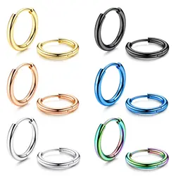 1-6 Pairs 6mm-22mm 18G 316L Surgical Steel Small Cartilage Helix Lobes Sleeper Huggie Hoop Earrings Set for Men Women