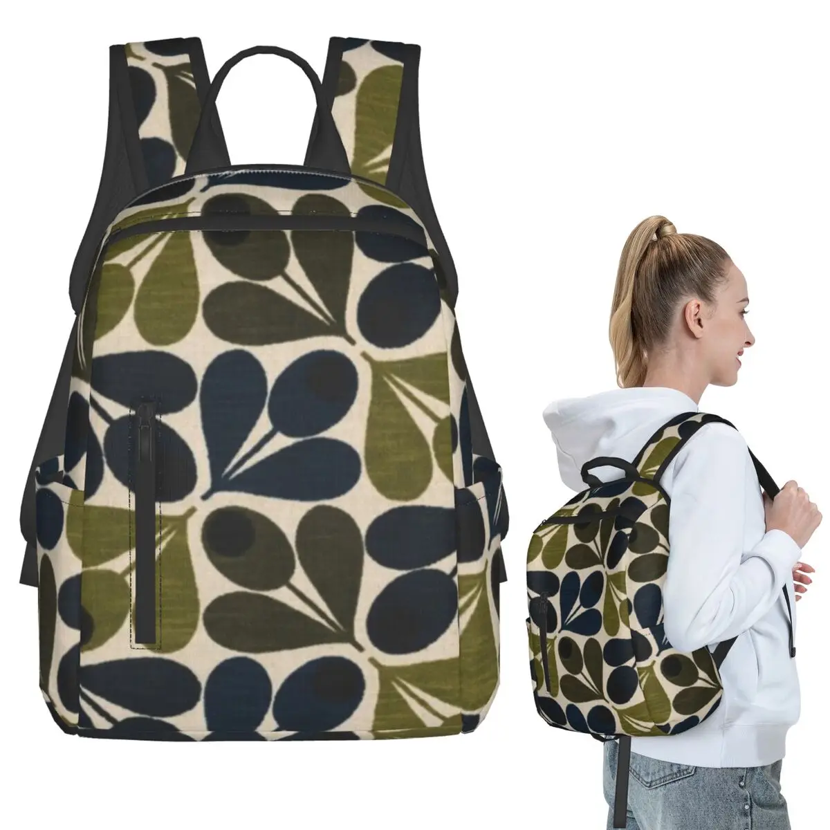 Abstract Acorn - Orla Kiely Design Backpack Student BookBag Children School Bag Computer Shoulder Bags Men Women