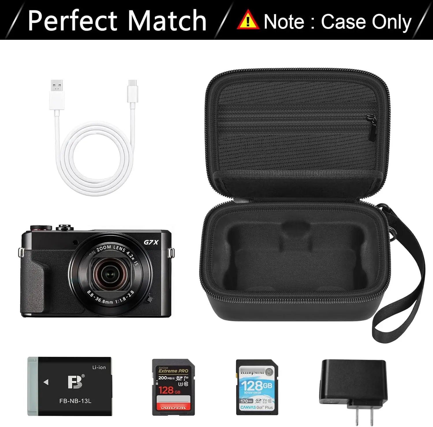 Camera Storage Case Compatible With Canon PowerShot G7X Mark III II SX740 SX720, Hard EVA Bag with Divider for Travel, Case Only