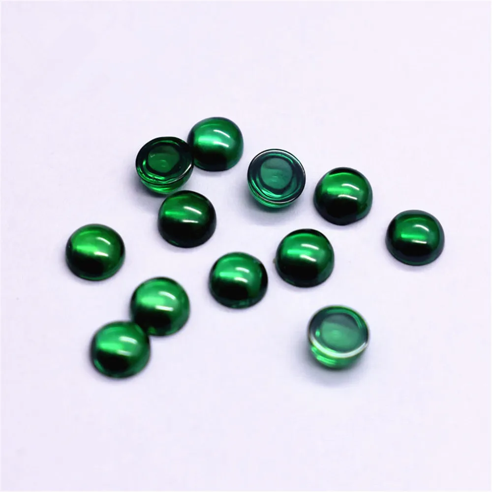 Emerald Round Cabochon Smooth Polished Surface Round Vivid Green Emerald Cabochon Flat Back ER065 - Image 2