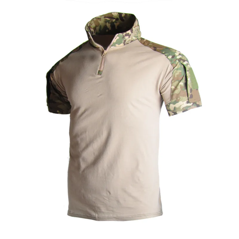 

Men's Outdoor Short Sleeved Tactical Shirt Hiking and Hunting Tear Resistant Cotton Wear-resistant Camouflage Air Soft T-shirt