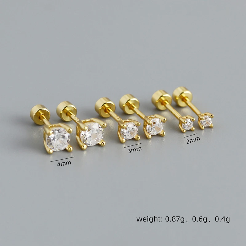WANTME 925 Sterling Silver Simple Fashion Screw Piercing Stud Earrings for Women Hot Sale Versatile Ear Bone Jewelry Accessories
