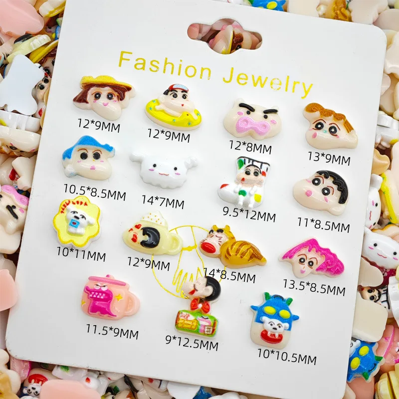 100PCS Cartoon for Crayon Shin-chan Nail Accessories Anime Characters Nail Diamonds DIY Accessories ﻿