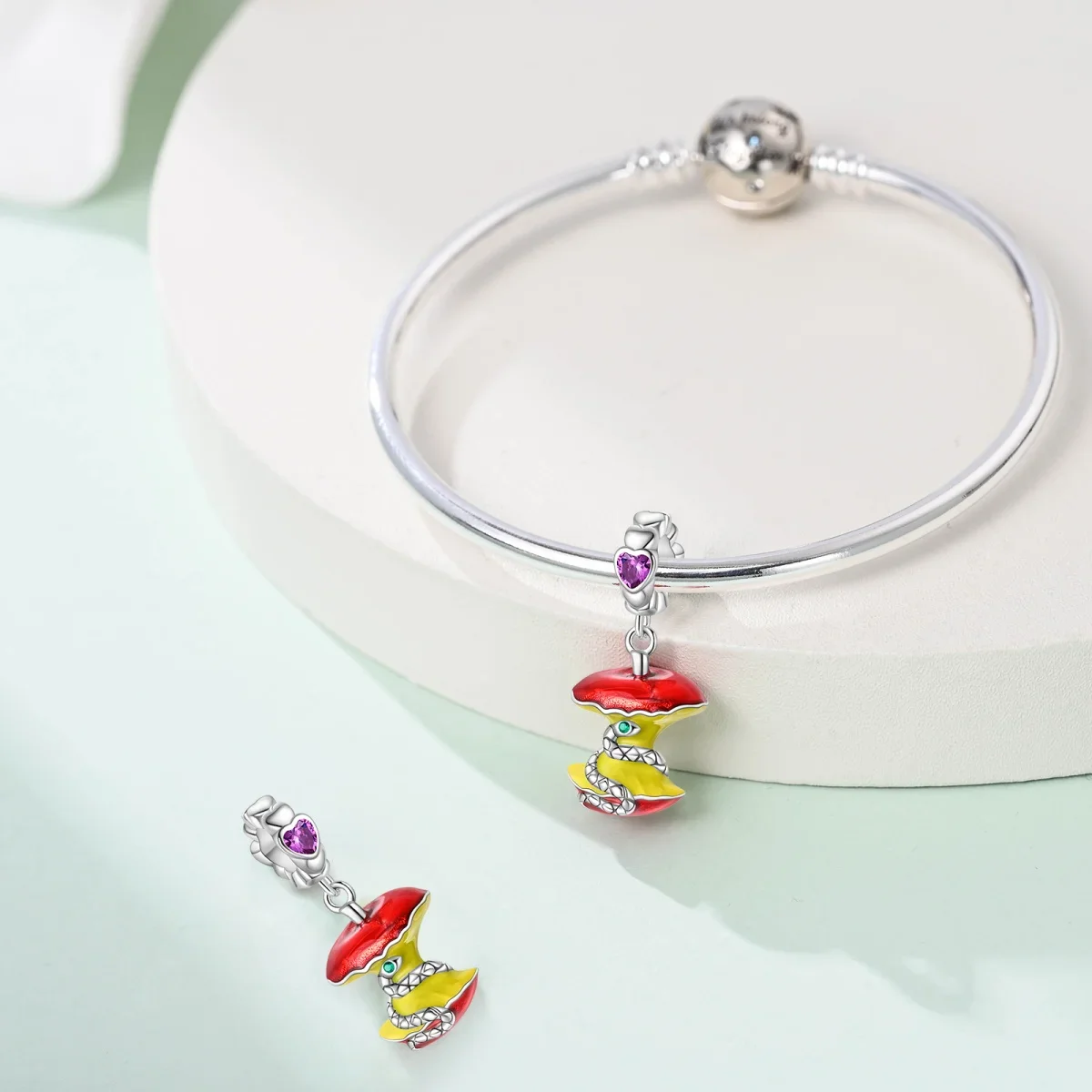 Charms Original 925er Silber vergoldet Schlange Apfel Anhänger Perlen für Armband DIY feines Geschenk Frauen zarte Schmuck Zubehör