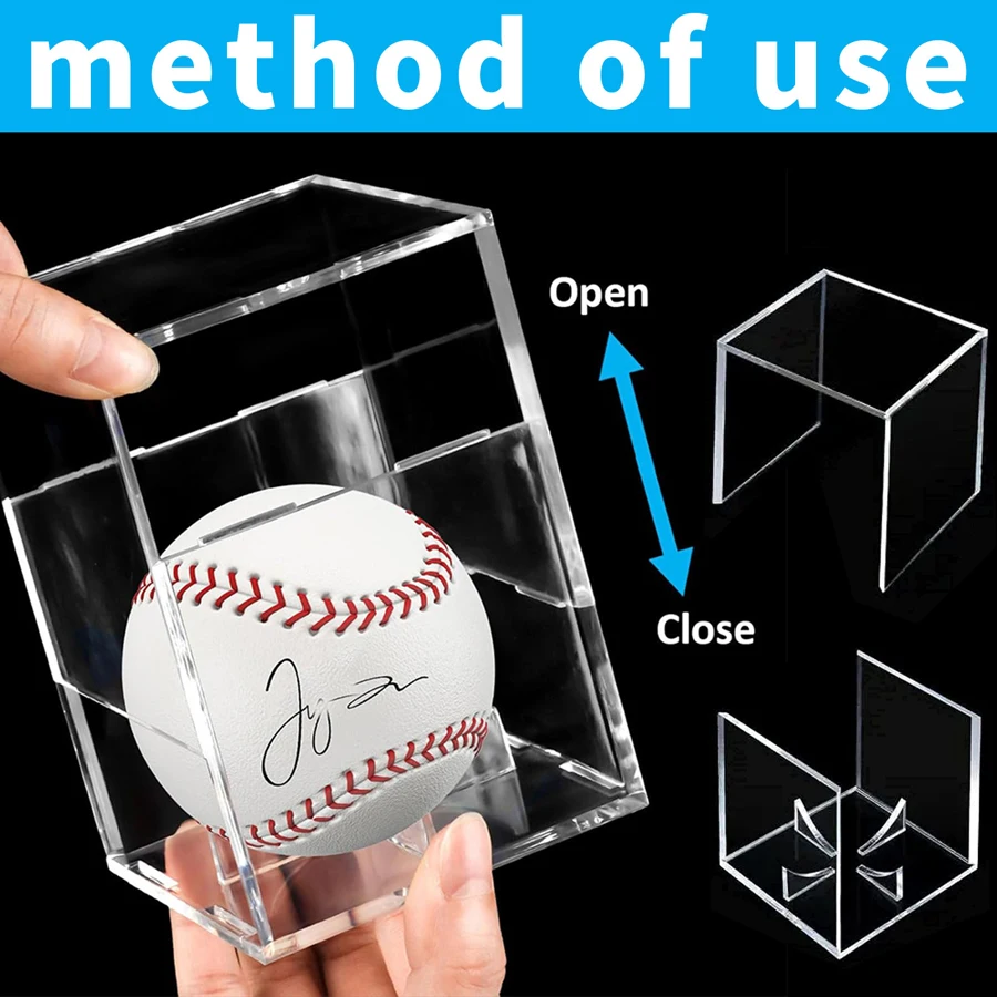 Acrylic Baseball Holder Dust UV Resistant Display Box for Ring Bearer Gifts, Wedding Favors Sports Collectibles Display Case