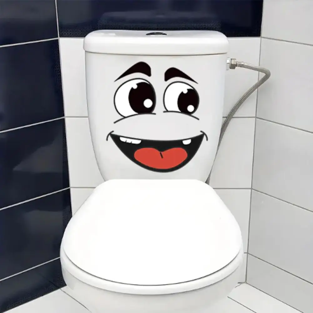 4pcs/sheet Funny Face Trash Can Stickers Cartoon Smile Garbage Vinyl Self-Adhesive Sticker Set for Trash Can Refrigerators Decor