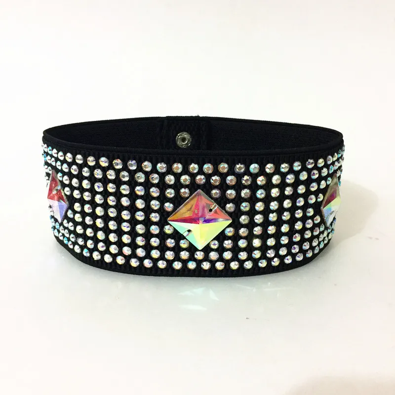 Kalanxi Latin Dance Elastic Waist Belt Women's Color Diamond Performance Elasticity Wide Waistband Dance Practice Accessories