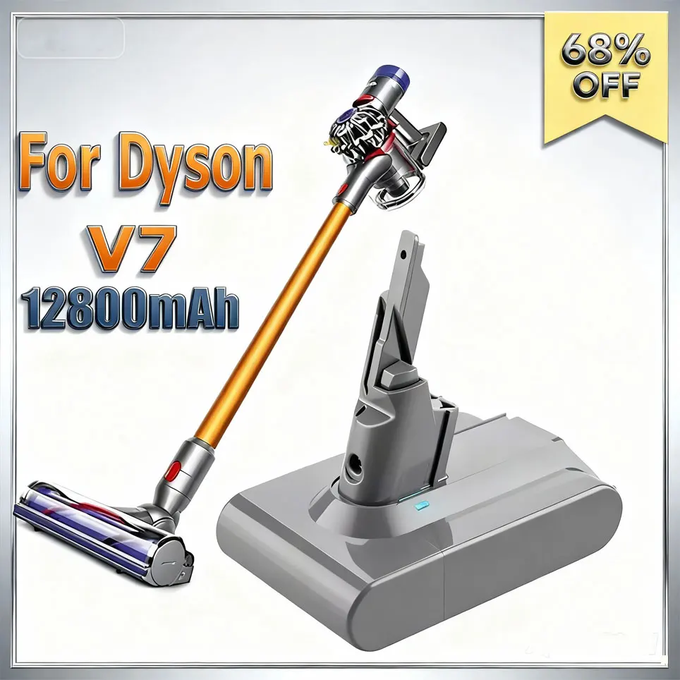 Batterie de remplacement au lithium 12800mAh 21.6V pour Dyson V7 Motorhead Pro V7 Trigger V7 Animal V7 Car+Boat V7 Fluffy SV11