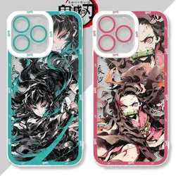 Ink Painting Demon Slayer Clear Phone Case For Samsung Galaxy S24 S23 S22 Ultra S21 S20 FE Note 20 10 Plus A15 A25 A35 A55 Cover