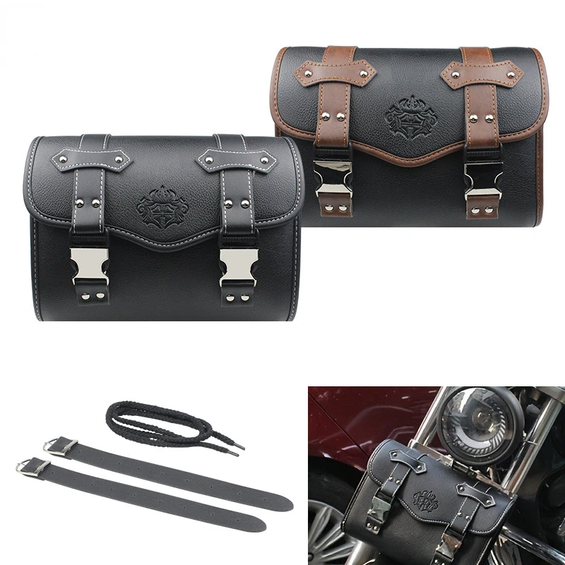 

For Honda Bmw Suzuki yamaha Haley XL883L Universal Motorcycle Saddlebags Fork Bag PU Leather Luggage Pouch Side Tool Saddle Bag