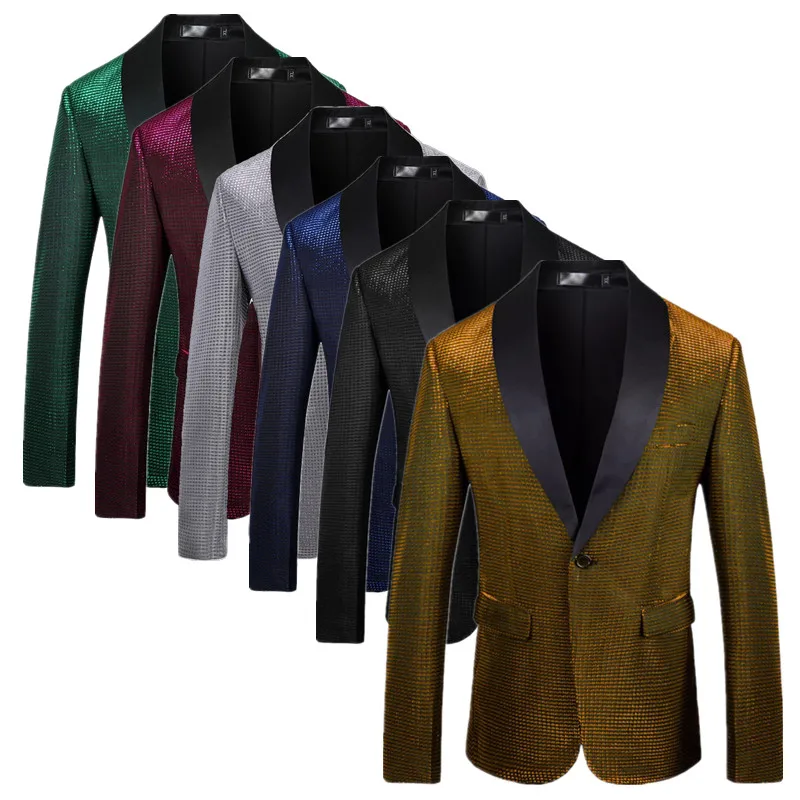 

2024 New Men Business Social Suit Jacket Black / Blue / Gold Fashion Men's Wedding Ball Party Dress Blazer Coats