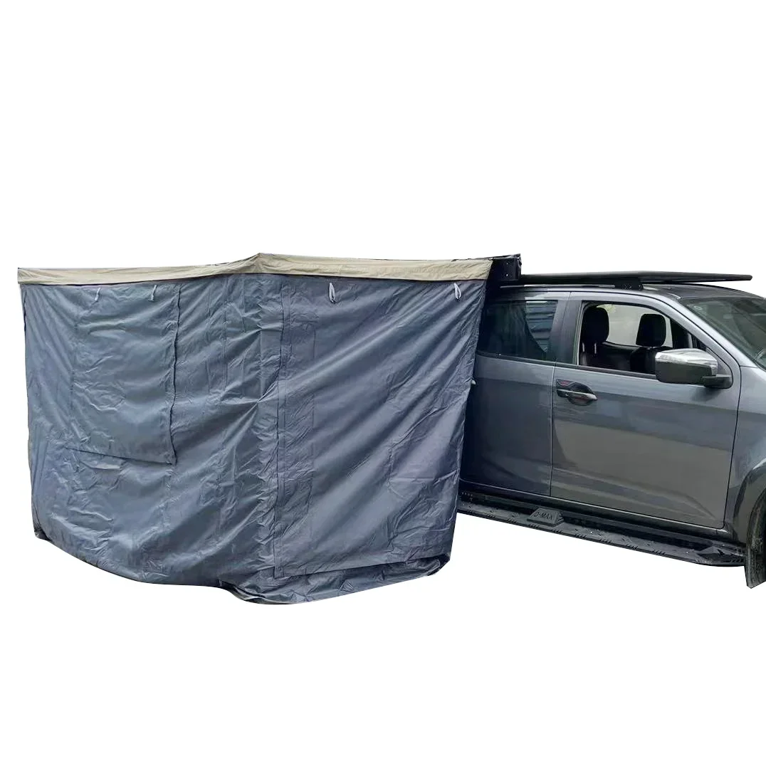 Car Folding Side Awning Tent Room Retractable Aluminum Pole Van Pickup Vehicle Sun Shade Canopy Outdoor