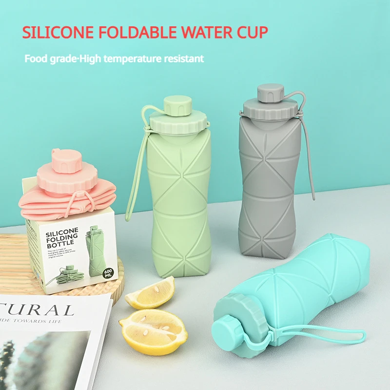 Silicone Folding Water Cup Portable Cycling Water Cup Bicycle Water Bottle High Temperature Resistant Anti-fall Silicone Kettle