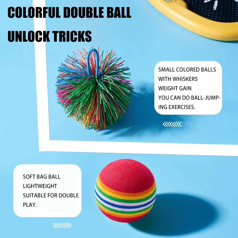 1 paio di racchette sportive per bambini, palline elastiche portatili per esterni, racchette da tennis, interazione genitore-figlio, gioco educativo, giocattoli sportivi, regalo