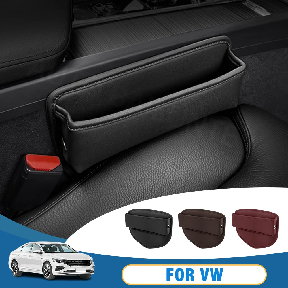 1Pcs Auto Sitz Lücke Organizer Lagerung Box Leder Universal Für VW Volkswagen Polo Golf Passat Tiguan Touareg Touran Arteon rline