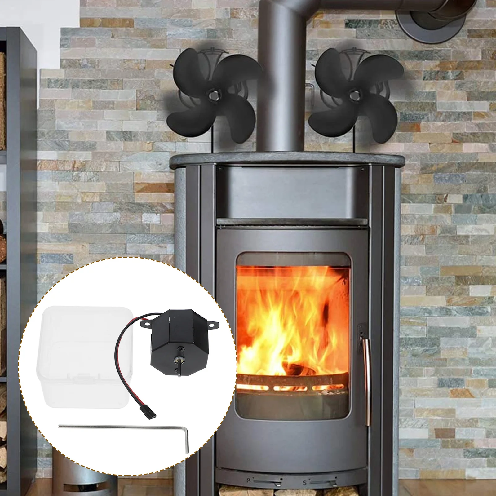 

Fireplace Blower Fan Motor Replacement Heat-Powered for Wood Stove Fans Universal Non-Electric Repair Kit Stove Fan Spare Parts