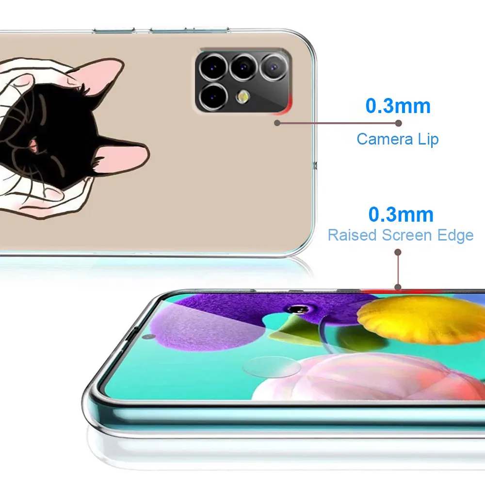 Cat Cute Kitten Catling Cover for Samsung Galaxy A14 A54 A12 A21s A51 A13 A03 A52 A32 A53 A33 A31 A04s A52s Clear TPU Phone Case