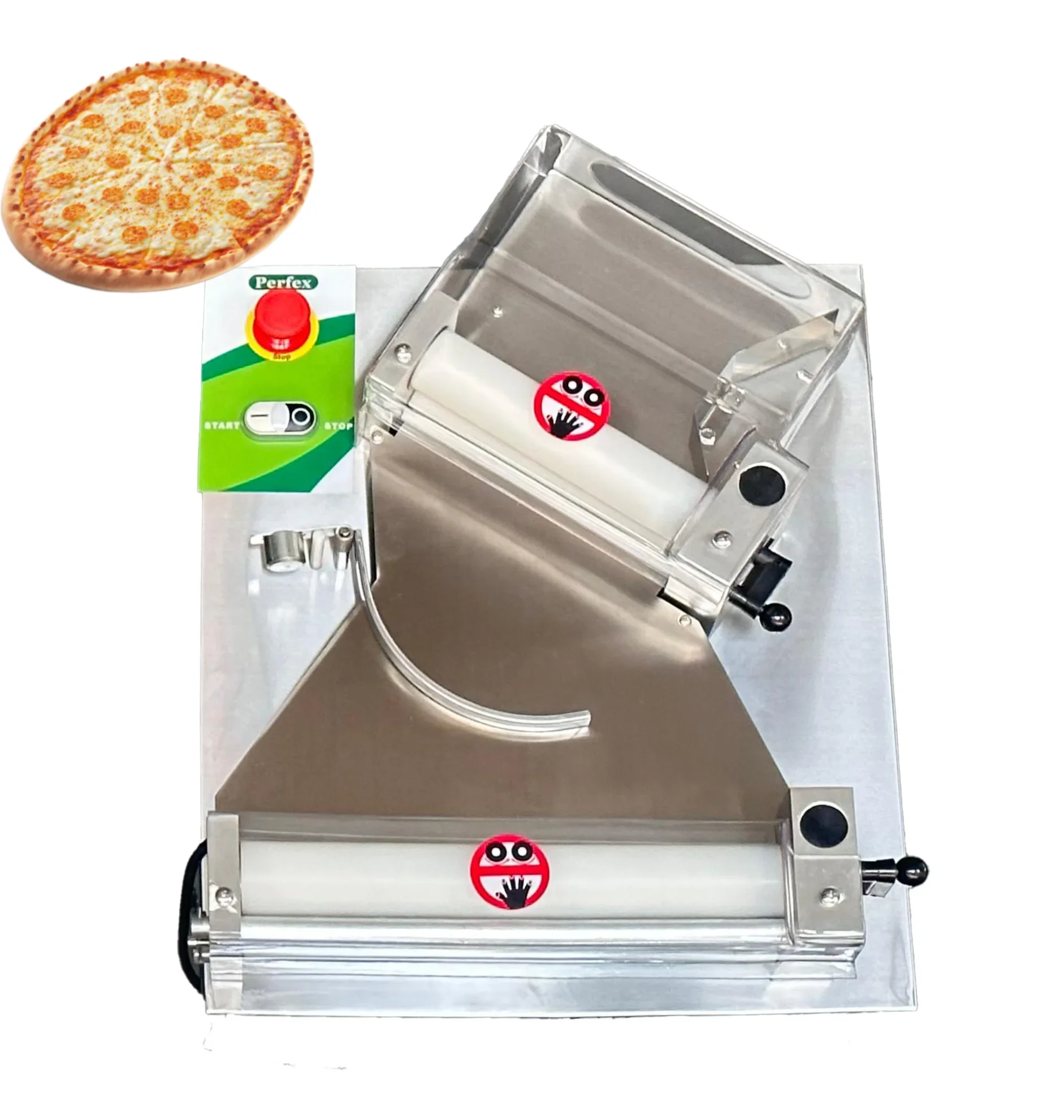 

Automatic Pizza Dough Sheeter Bread Dough Rolling Pasta Flattening Tabletop 220V Sheet 0.7-5.4mm For Bakery Use