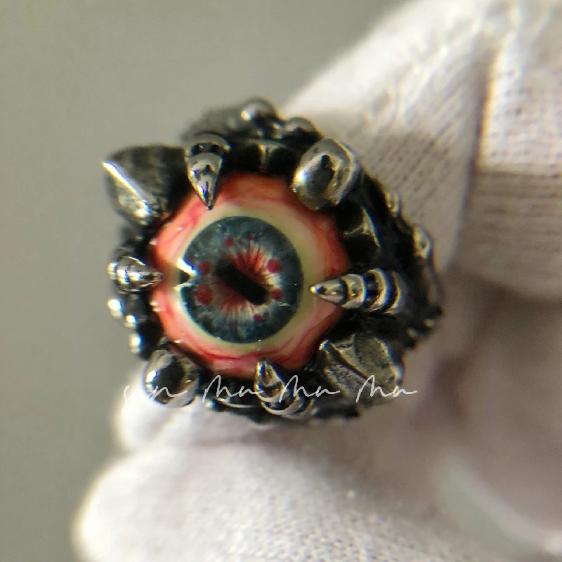 

3074 Creative Handmade Cthulhu Eyeball Demon's Ring Dark Punk Style Hip Hop Gothic Jewelry Halloween Artwork Birthday Gift