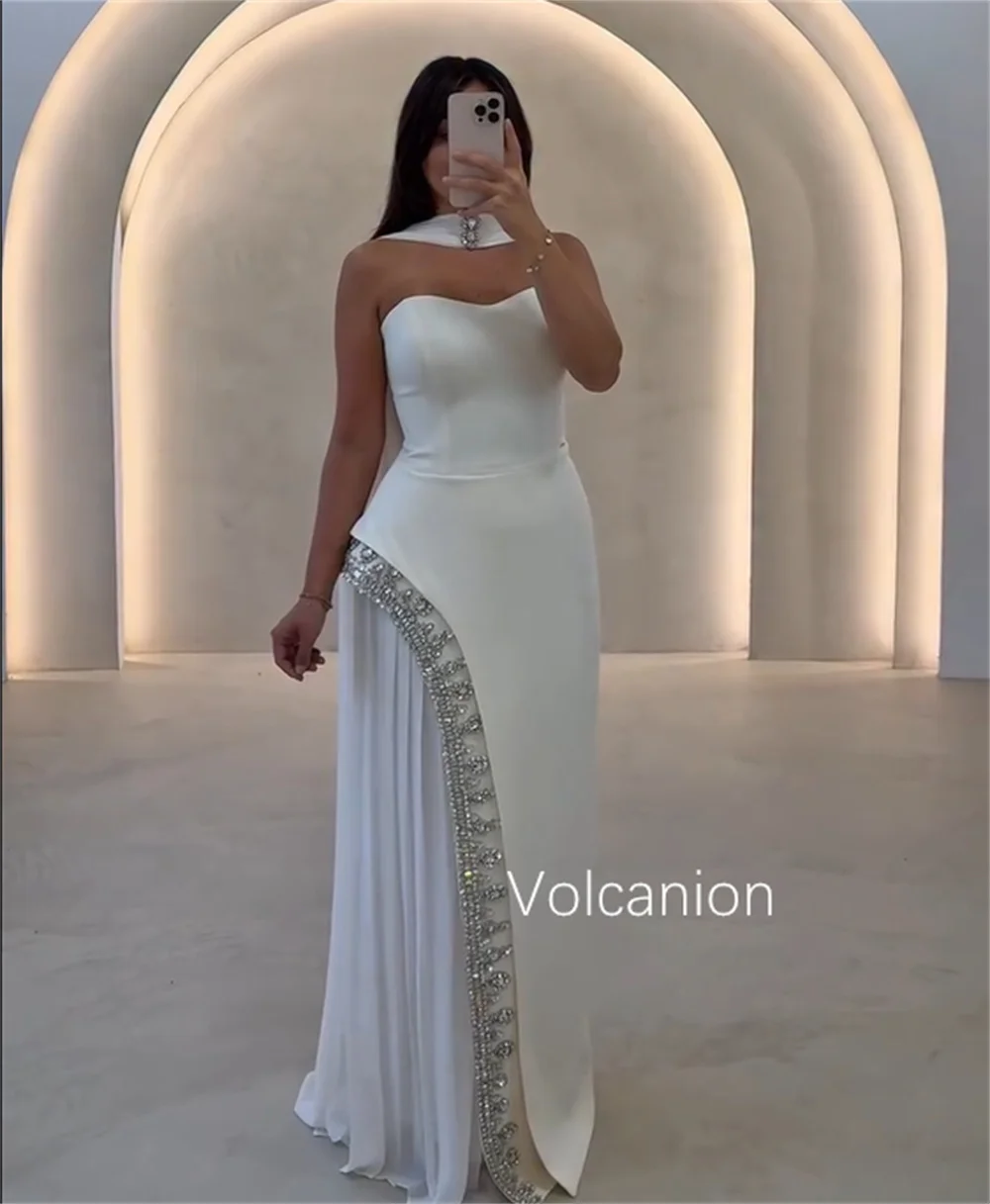 Customized Elegant Jersey Pleat Sequined A-line Strapless Long Dresses Quinceanera Bespoke Occasion Modern Style