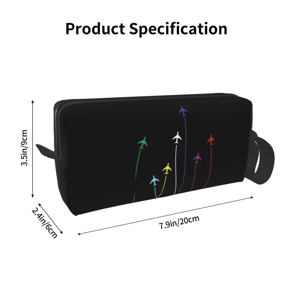 Rainbow Airplanes Flying On Eachother Makeup Bag Cosmetic Organizer Storage Dopp Kit for Women Beauty Travel Pencil Case