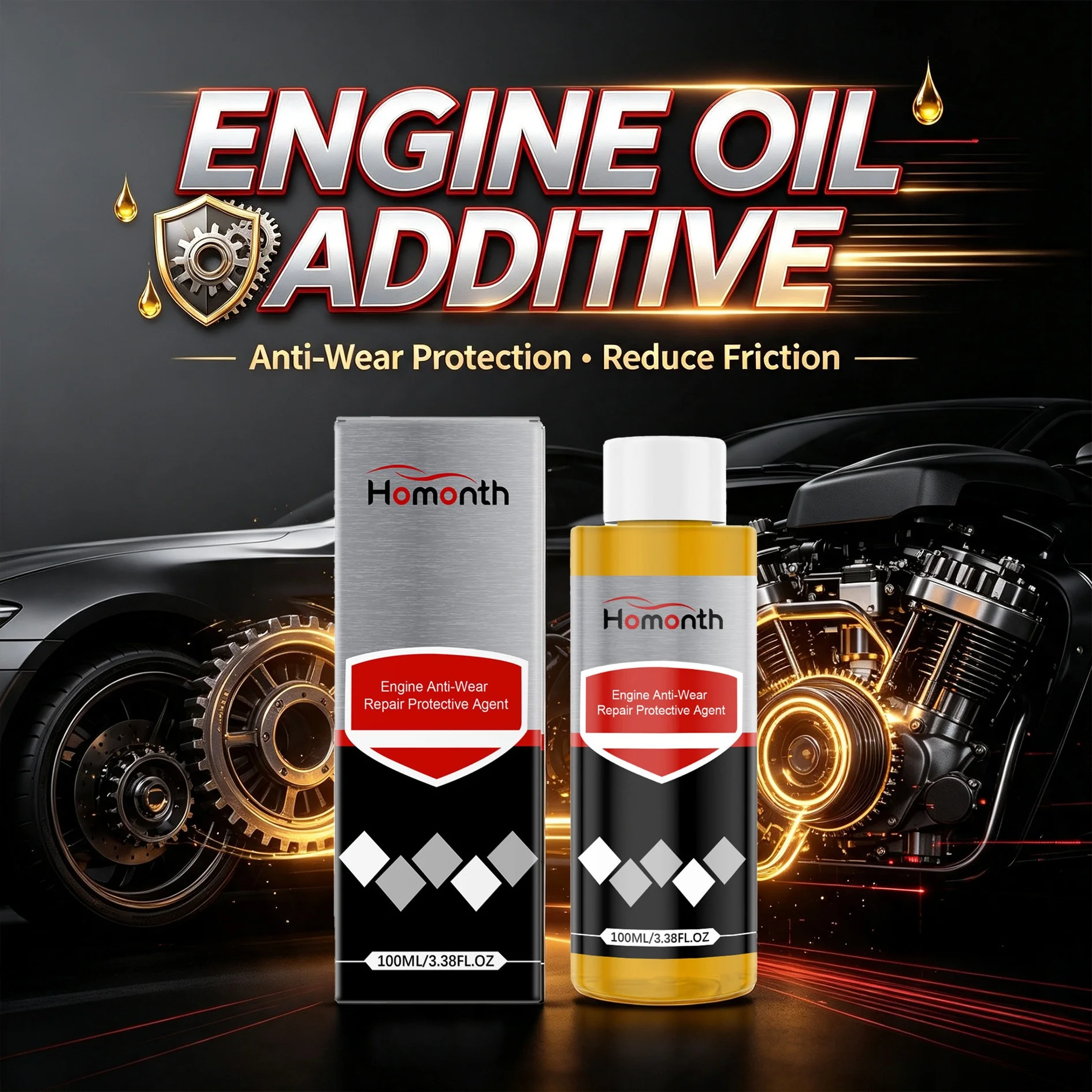 Engine Oil Additive Anti Wear Protect Agent Reduce Friction Boost Power Anti Shake For Car Motor Marine Carbon Remove Lubricant