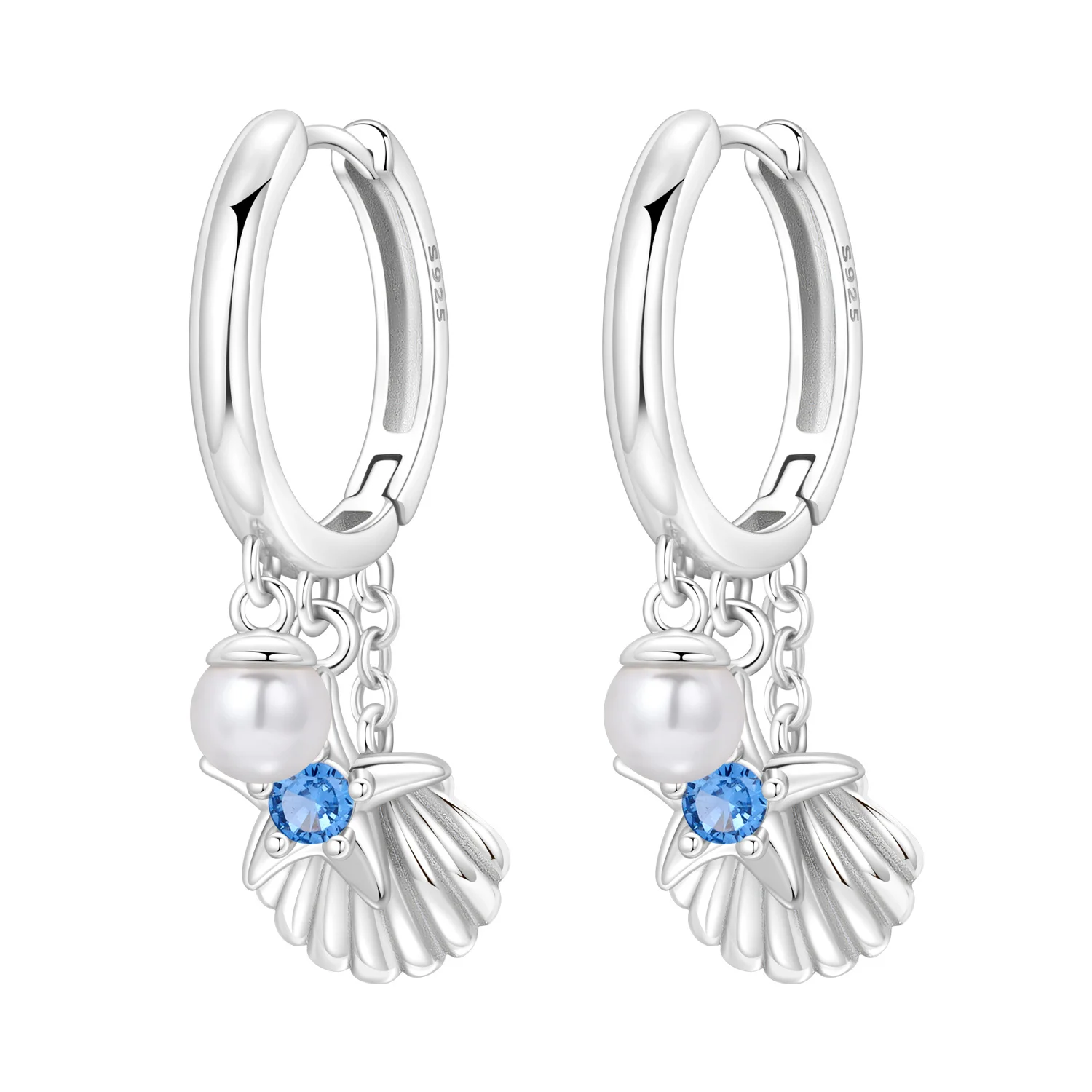 

Cycuff 925 Sterling Silver Pearl Starfish Shell Dream Ocean Drop Earrings Women Earrings Birthday Party Jewelry Fine Gifts