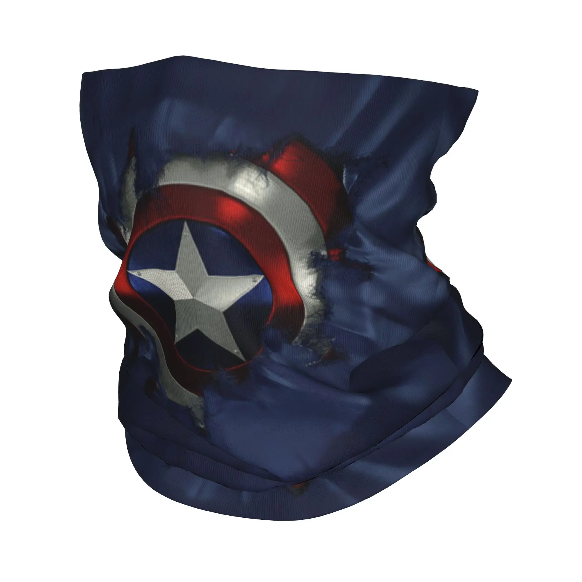 Balaclava Tubular Personalizada con Diseño de Escudo de Capitán América, Azul, Cortavientos, para Hombre