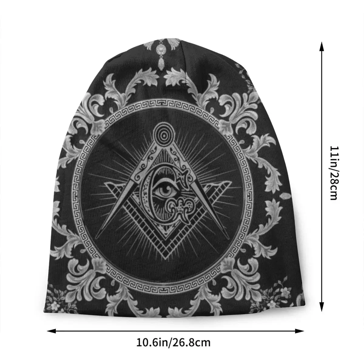Customization Custom Freemasonry Baroque Art Skullies Beanies Caps Streetwear Winter Women Men Knit Hat Unisex Adult Masonic Mas