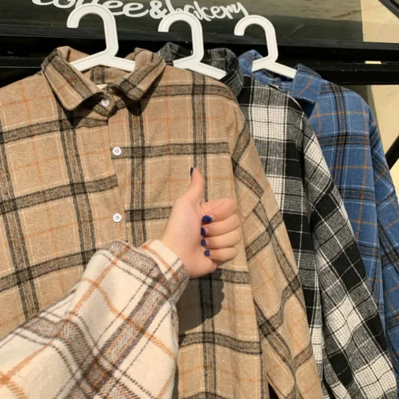 Kurtki typu Basic kobiety Plaid BF Harajuku Vintage Chic studenci Ulzzang Design kobiecy młody cały mecz popularna wiosna luźna miękka