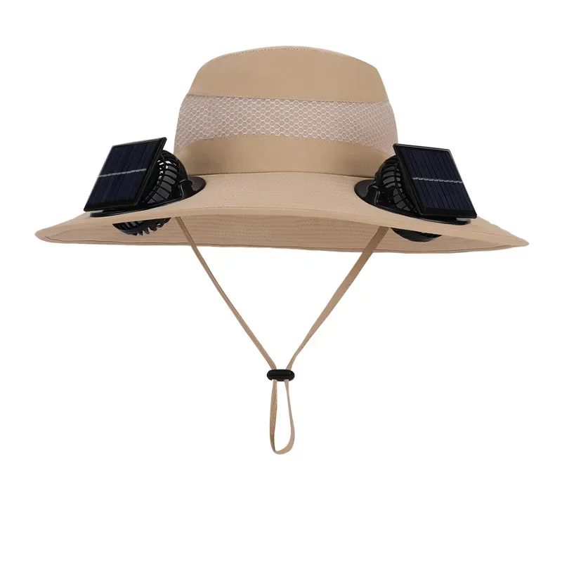 Mens Quick Dry Bucket Hat Large Size Sun Hat with Solar Powered Fan USB Rechargeable for Outdoor Hiking Camping Fishing Activity view 5