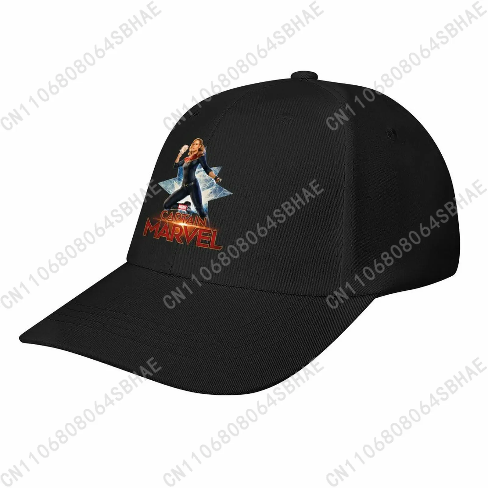 

Marvel Captain Marvel Baseball Cap Men Women Curved Brim Washed Rubber Print Adjustable Daily Wear Cap Custom Gift Cosplay