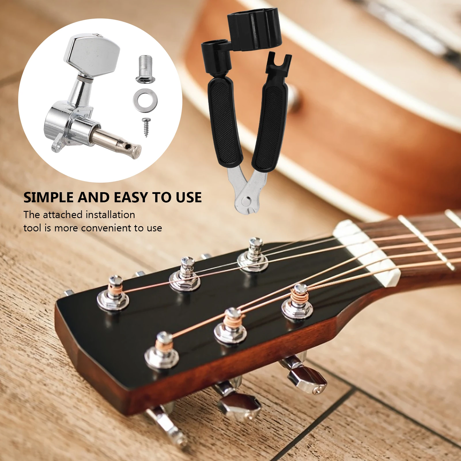 

1 set Guitar Tuning Pegs Retro Style Easy Install Durable Eco-Friendly Compatible With Acoustic Guitars Multipurpose Tool