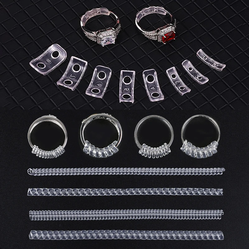 Jewelry Tools Spiral Based Ring Size Adjuster 4pcs/Set Ring Adjuster Invisible Transparent Tightener Resizing Tool Jewelry Guard