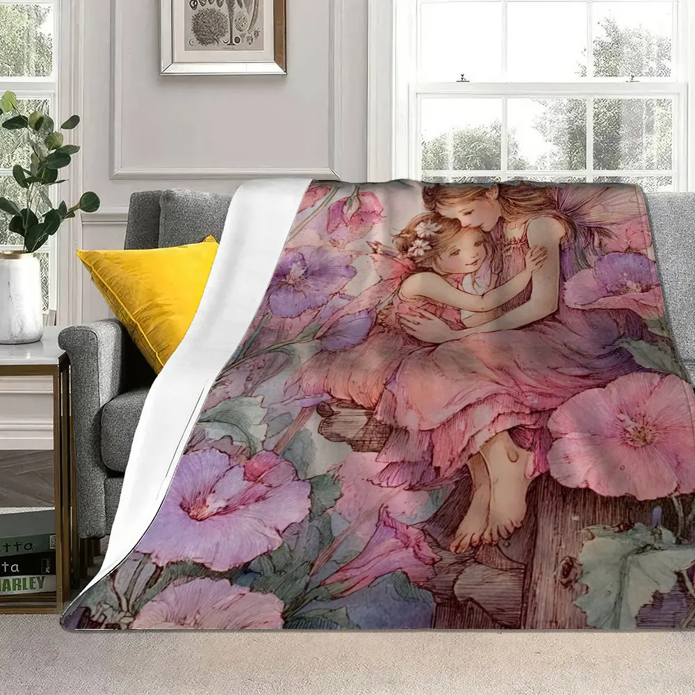 Decorative Fairy Tale Blanket Throw Floral Bedspread for Kids Nursery Decor Large 150x230cm Cozy Fantasy Gift