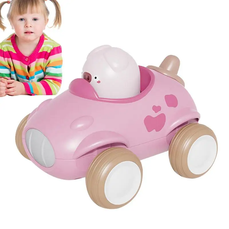 Push Top Cars Small Animal Car Toy Cartoon Light And Sound Pull Back Inertia Mechanical Vehicle For Classroom Reward Stuffers