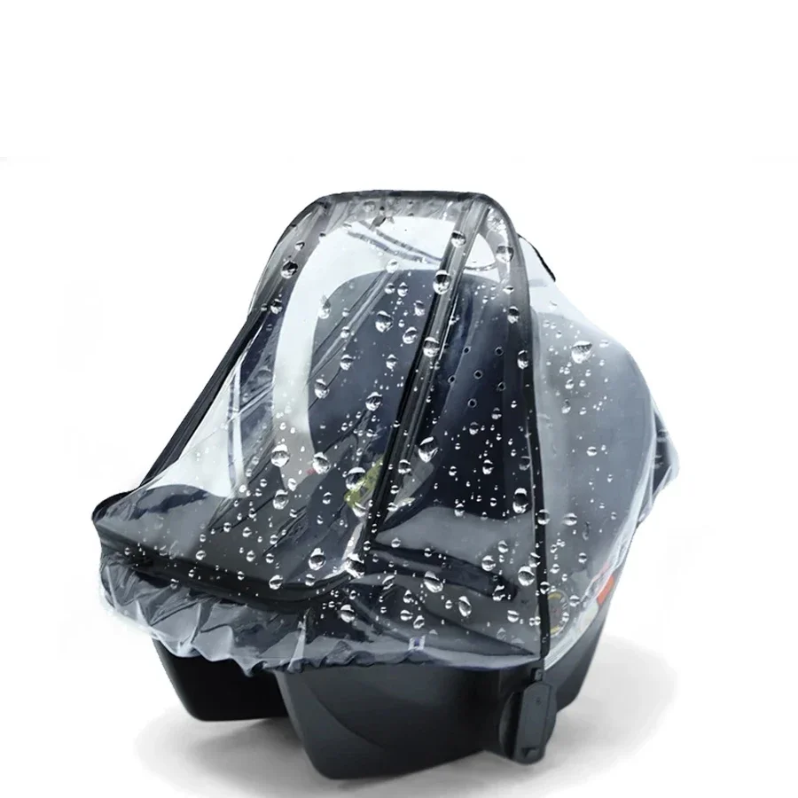 Baby Safety Seat Rain Cover Transparent EVA Infant Pram Carriage Rain Cover Dust Cover Double Zipper Baby Stroller Accessories