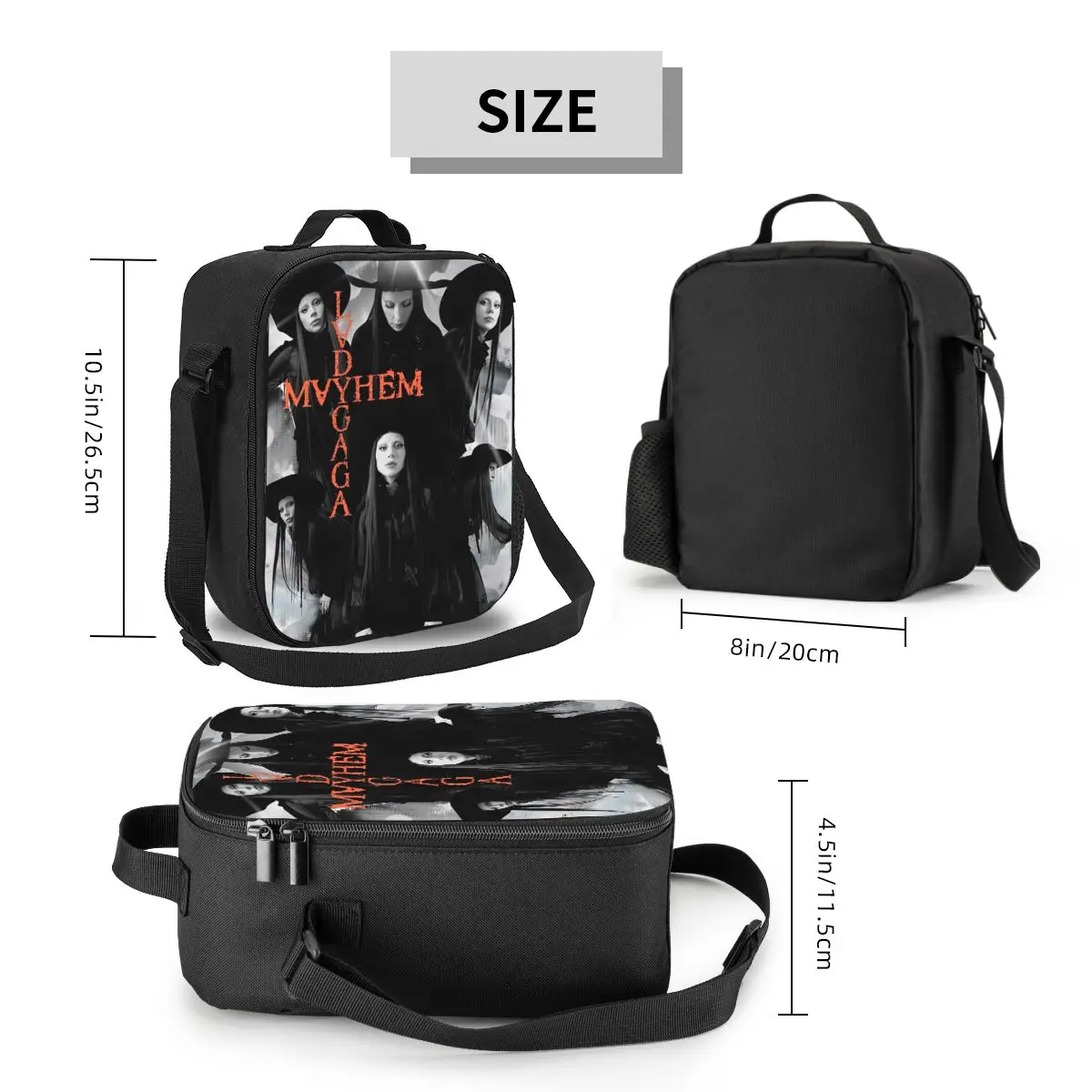 ليدي غاغا الفوضى ألبوم معزول حقيبة الغداء للمدرسة نزهة تخزين صناديق الطعام المحمولة الحاويات برودة علب الاغذية الحرارية حمل