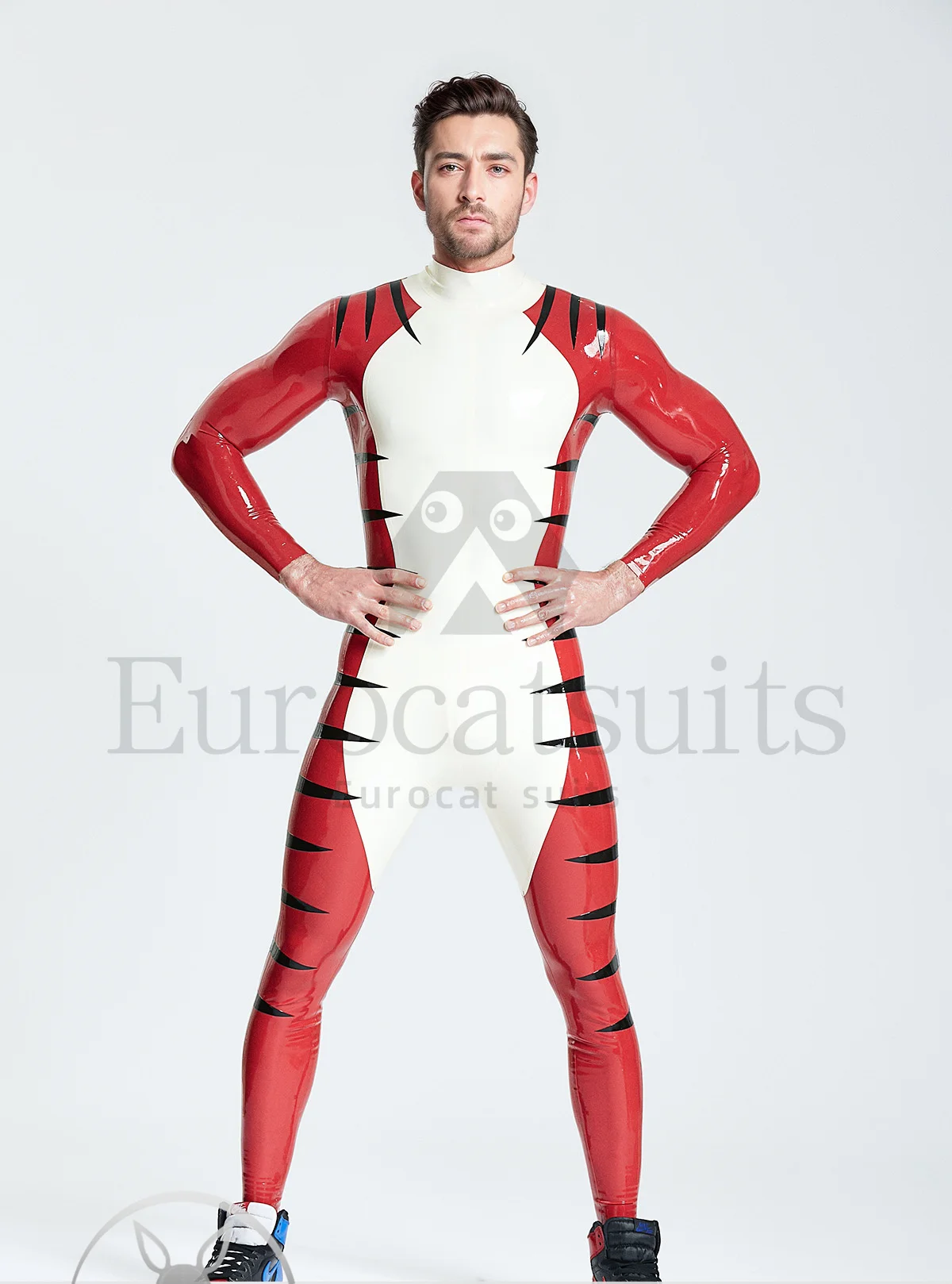 Catsuits in lattice uomo eurocat abiti latex zentai rubber fetish custom clubwear Catsuit maschile \