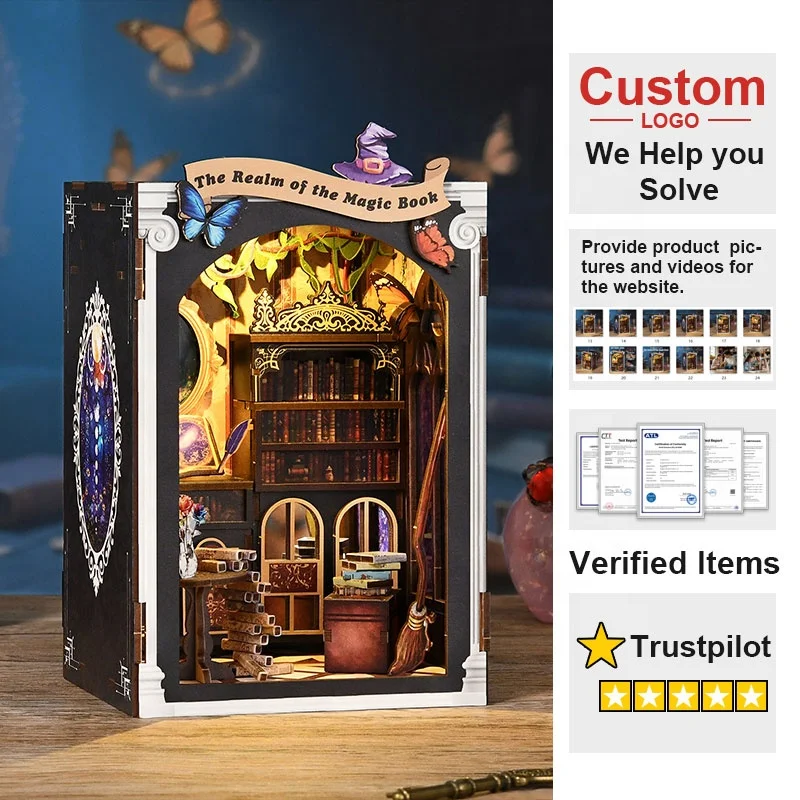 Kit Casa in Miniatura Fai-da-Te, Modellino Artigianale per Decorazione Libreria, Modello di Casa in Miniatura