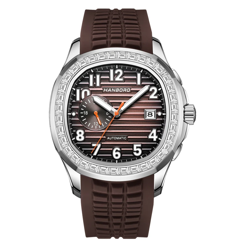 HANBORO Men Automatic Watch 40mm Square Mechanical Wristwatch 50m Waterproof Luminous Sapphire Crystal Bezel Mioyta 8217