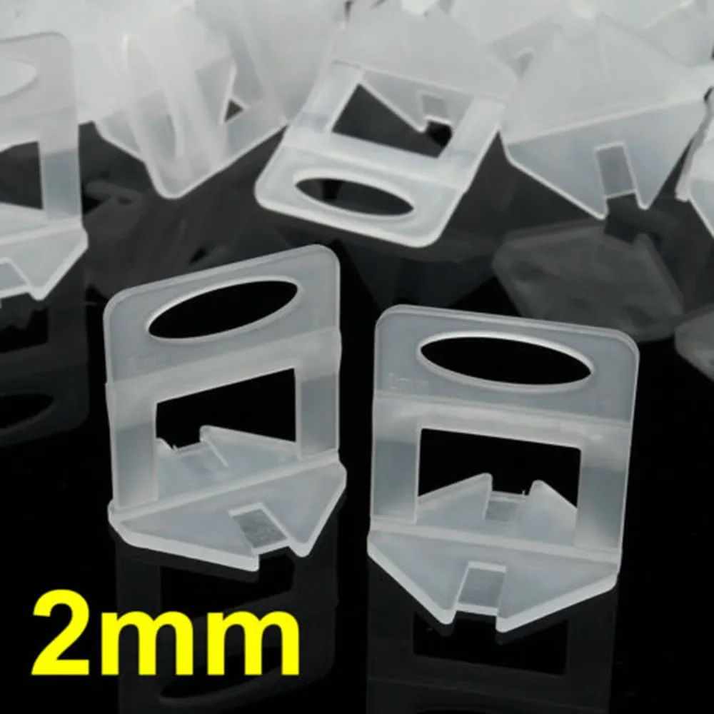 500/1000pcs Flat Tile Leveling System Clips 2mm Wall Floor Spacers Tiling Tool 40mm * 36mm Flooring Hardware Home Improvement