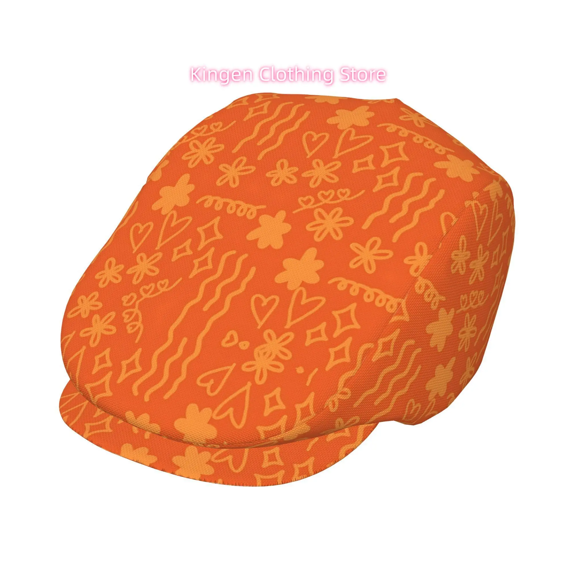 Orange Flower Language Men And Women Adjustable Flat Cap Newsboy Beret Ivy Cap Irish Cabbie Fishing Hats Forward Caps Gatsby