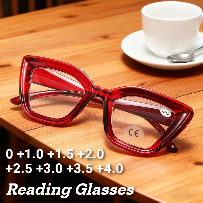 

Butterfly-Shaped Frame Anti-Blue Light Presbyopia Glasses Stylish Cat-Eye High-Definition Reading Eyewear Diopter 0 To +4.0