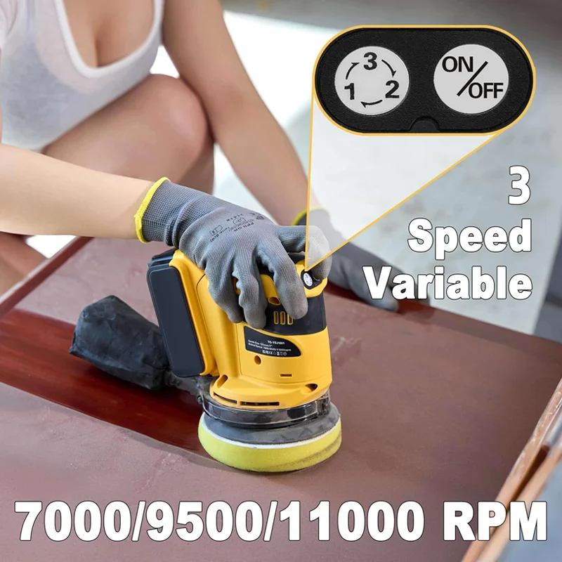 Mamidw Brushless Cordless Rechargeable Disc Random Orbital Sander Woodworking Sanding Putty Polishing Tool For Dewalt 20V