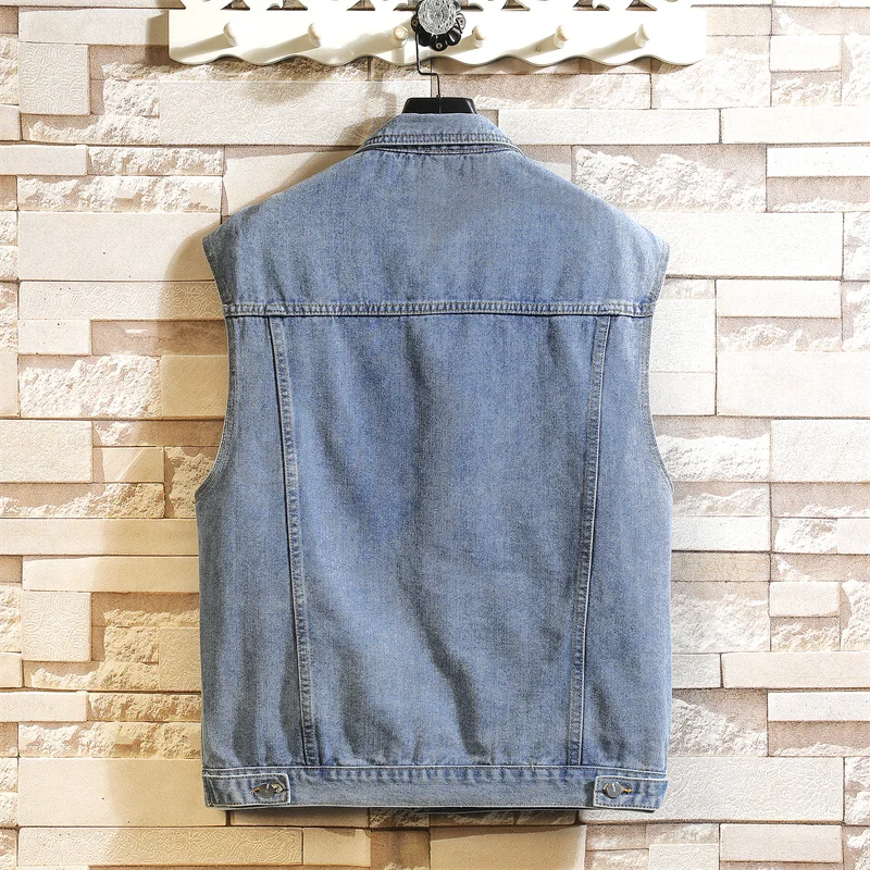 New Denim Vest Men Sleeveless Denim Jacket Casual Waistcoat Men Solid Color Jean Coat Male Streetwear Mens Clothing 2022