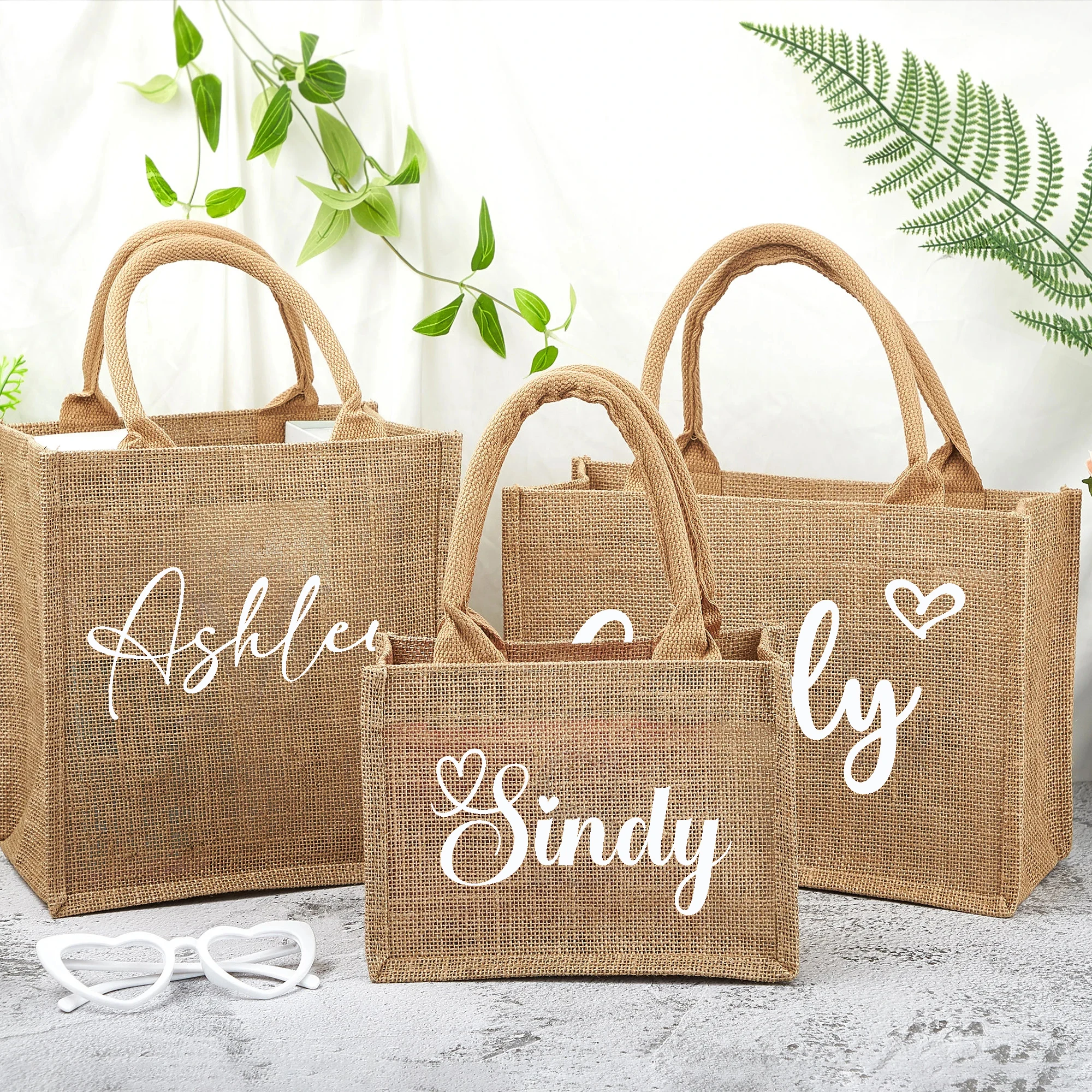 Personalized Burlap Bags, Custom Name Jute Bag, Bachelorette Party Favors, Monogram Beach Tote Bag, Wedding Bridesmaid Gifts Bag