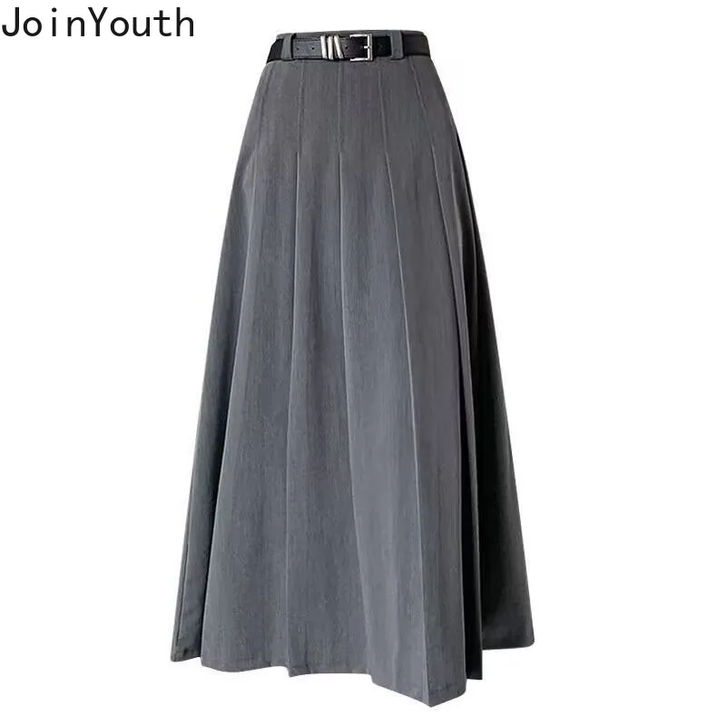 Vintage Skirts for Women 2023 Faldas Mujer De Moda High Waist A-line Pleated Jupe Temperament Saia Fashion Pleated Skirt 27r871