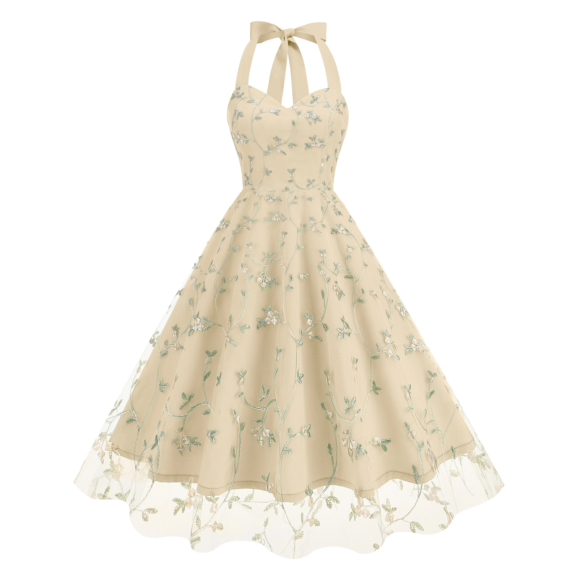 

Women's Sexy Mini Fashion Lace Dress Halter Sleeveless Slim Evening Elegant party Clothing Summer one-piece dress
